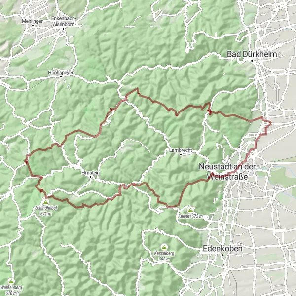 Karten-Miniaturansicht der Radinspiration "Entdecke die Weinberge und Wälder von Rheinhessen-Pfalz" in Rheinhessen-Pfalz, Germany. Erstellt vom Tarmacs.app-Routenplaner für Radtouren
