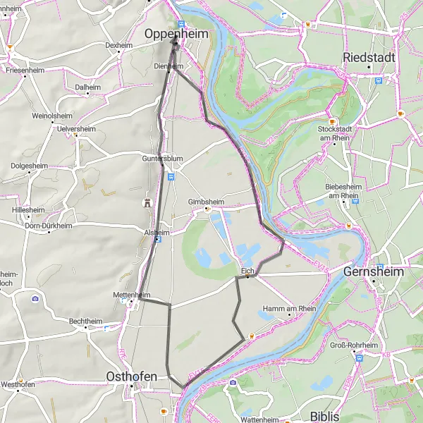 Karten-Miniaturansicht der Radinspiration "Altrheinsee-Entdeckung" in Rheinhessen-Pfalz, Germany. Erstellt vom Tarmacs.app-Routenplaner für Radtouren