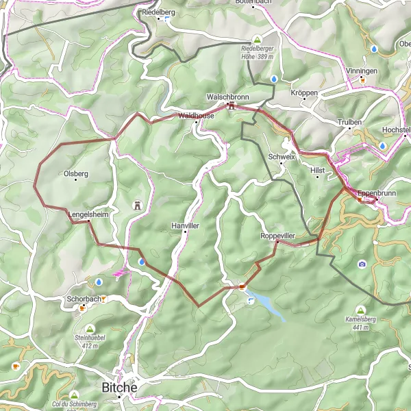Karten-Miniaturansicht der Radinspiration "Kurze Gravel-Tour durch die Natur" in Rheinhessen-Pfalz, Germany. Erstellt vom Tarmacs.app-Routenplaner für Radtouren