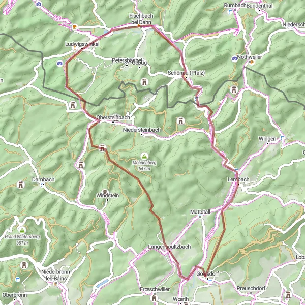 Karten-Miniaturansicht der Radinspiration "Rheinhessen-Pfalz Gravel Runde" in Rheinhessen-Pfalz, Germany. Erstellt vom Tarmacs.app-Routenplaner für Radtouren