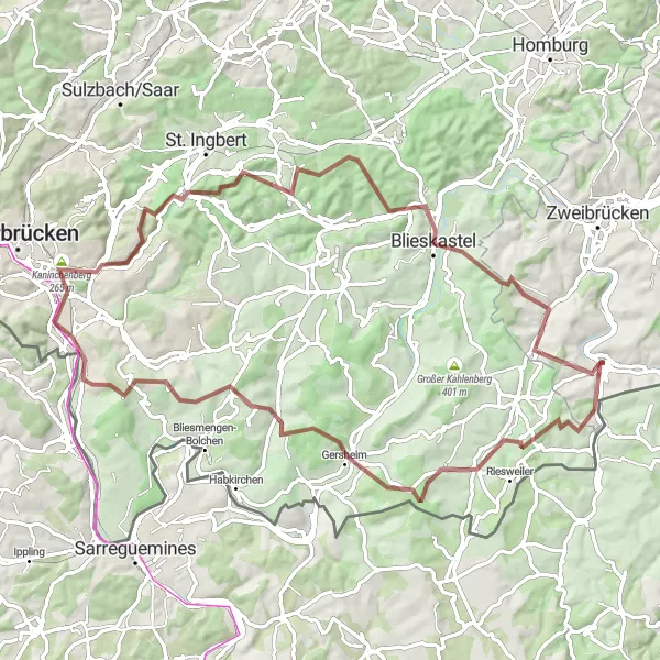 Karten-Miniaturansicht der Radinspiration "Medelsheim und Stiefel Rundweg" in Rheinhessen-Pfalz, Germany. Erstellt vom Tarmacs.app-Routenplaner für Radtouren