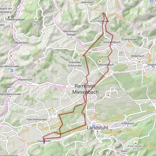 Karten-Miniaturansicht der Radinspiration "Erkundungstour durch den Pfälzerwald" in Rheinhessen-Pfalz, Germany. Erstellt vom Tarmacs.app-Routenplaner für Radtouren