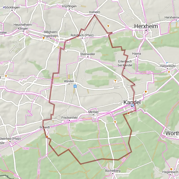 Karten-Miniaturansicht der Radinspiration "Kandel Rundtour" in Rheinhessen-Pfalz, Germany. Erstellt vom Tarmacs.app-Routenplaner für Radtouren