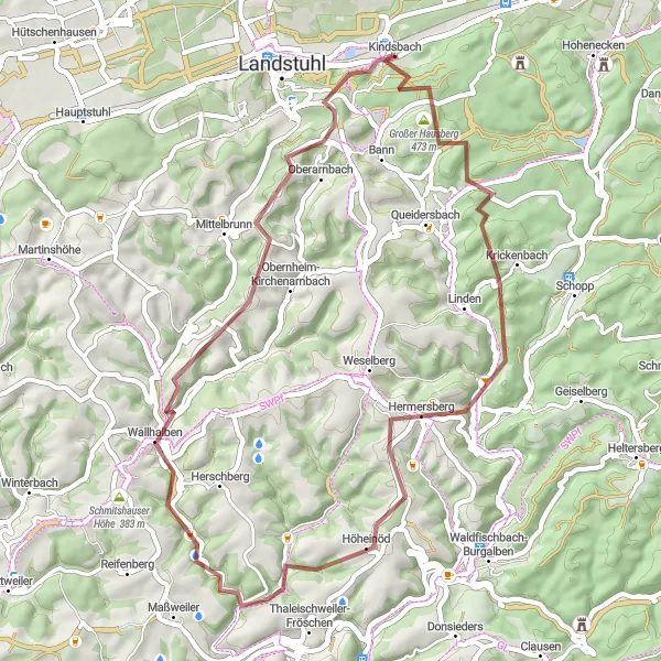 Karten-Miniaturansicht der Radinspiration "Grüne Wege" in Rheinhessen-Pfalz, Germany. Erstellt vom Tarmacs.app-Routenplaner für Radtouren