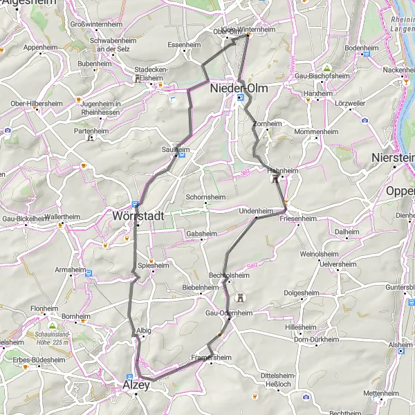 Karten-Miniaturansicht der Radinspiration "Weinstraße Tour" in Rheinhessen-Pfalz, Germany. Erstellt vom Tarmacs.app-Routenplaner für Radtouren