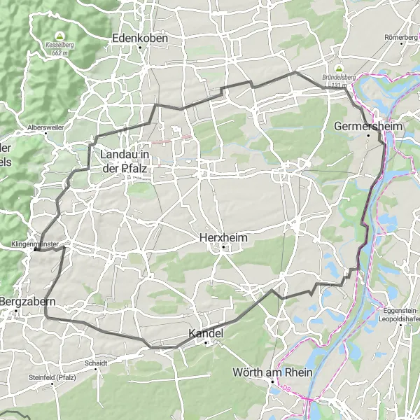 Karten-Miniaturansicht der Radinspiration "Naturerlebnis Pfälzer Weinstraße" in Rheinhessen-Pfalz, Germany. Erstellt vom Tarmacs.app-Routenplaner für Radtouren