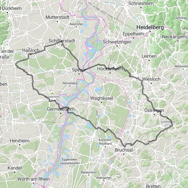Karten-Miniaturansicht der Radinspiration "Rheinhessen-Pfalz Panoramablick" in Rheinhessen-Pfalz, Germany. Erstellt vom Tarmacs.app-Routenplaner für Radtouren