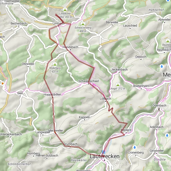 Karten-Miniaturansicht der Radinspiration "Erkunde die Umgebung von Lauterecken" in Rheinhessen-Pfalz, Germany. Erstellt vom Tarmacs.app-Routenplaner für Radtouren