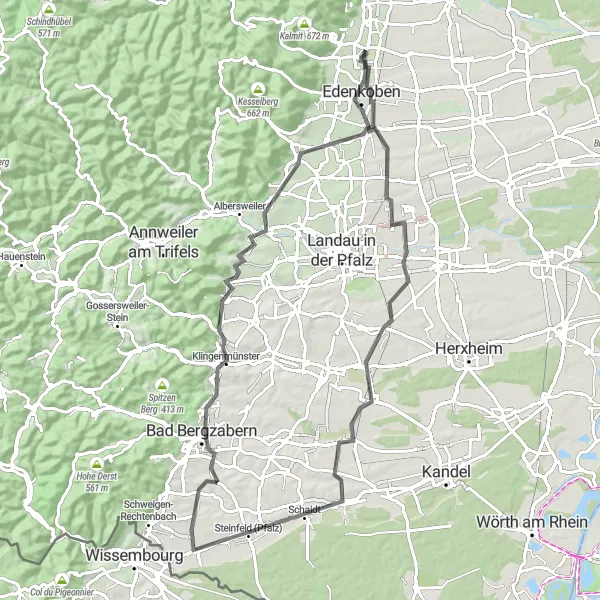 Karten-Miniaturansicht der Radinspiration "Historische Reise durch die Pfalz" in Rheinhessen-Pfalz, Germany. Erstellt vom Tarmacs.app-Routenplaner für Radtouren