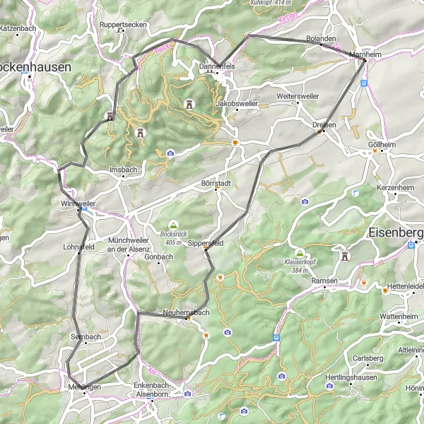 Karten-Miniaturansicht der Radinspiration "Rheinhessen-Pfalz Rundfahrt" in Rheinhessen-Pfalz, Germany. Erstellt vom Tarmacs.app-Routenplaner für Radtouren