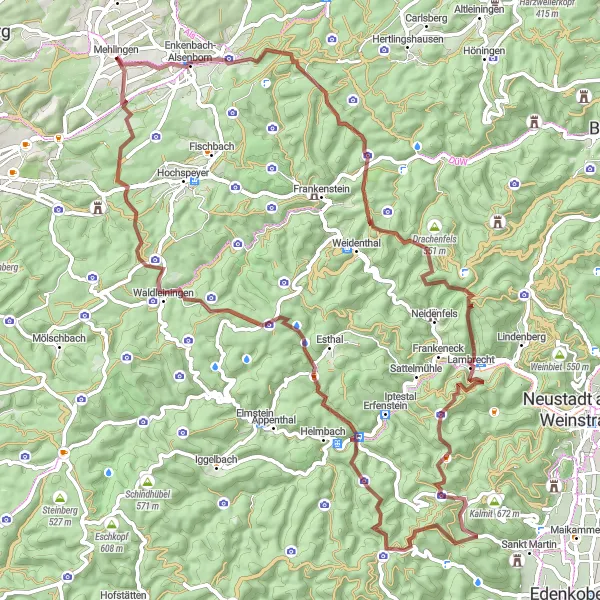 Karten-Miniaturansicht der Radinspiration "Rundtour um Mehlingen" in Rheinhessen-Pfalz, Germany. Erstellt vom Tarmacs.app-Routenplaner für Radtouren