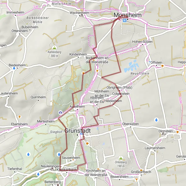 Karten-Miniaturansicht der Radinspiration "Weinberge und Natur in der Pfalz" in Rheinhessen-Pfalz, Germany. Erstellt vom Tarmacs.app-Routenplaner für Radtouren