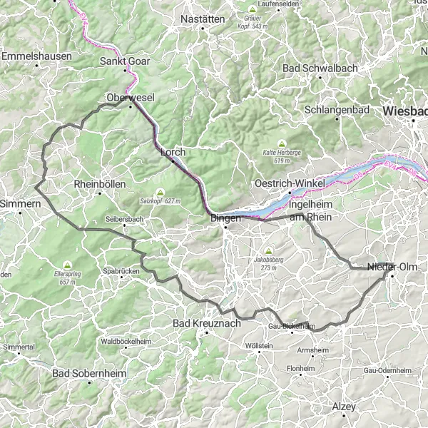 Karten-Miniaturansicht der Radinspiration "Roadtrip durch Rheinhessen und Pfalz: 137 km unvergessliche Fahrt" in Rheinhessen-Pfalz, Germany. Erstellt vom Tarmacs.app-Routenplaner für Radtouren