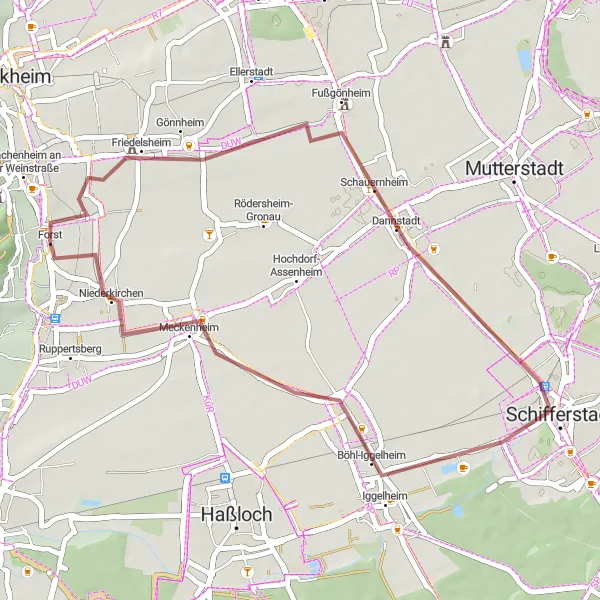 Karten-Miniaturansicht der Radinspiration "Rundtour durch Niederkirchen" in Rheinhessen-Pfalz, Germany. Erstellt vom Tarmacs.app-Routenplaner für Radtouren