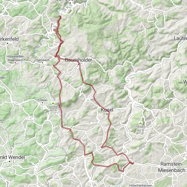 Karten-Miniaturansicht der Radinspiration "Rundtour durch die Natur" in Rheinhessen-Pfalz, Germany. Erstellt vom Tarmacs.app-Routenplaner für Radtouren