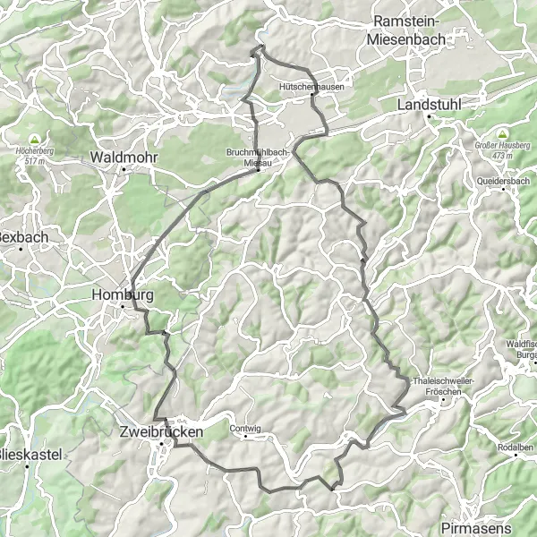 Karten-Miniaturansicht der Radinspiration "Roadtrip durch die Pfalz" in Rheinhessen-Pfalz, Germany. Erstellt vom Tarmacs.app-Routenplaner für Radtouren