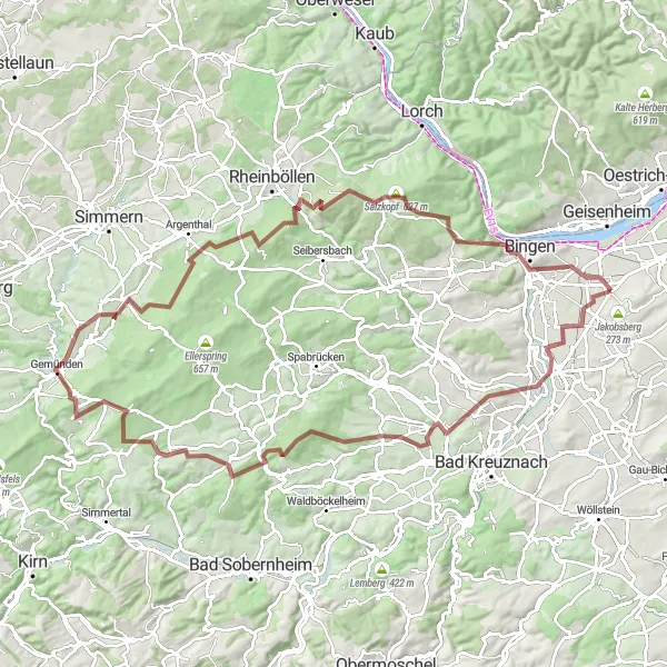 Karten-Miniaturansicht der Radinspiration "Gravelabenteuer in Rheinhessen" in Rheinhessen-Pfalz, Germany. Erstellt vom Tarmacs.app-Routenplaner für Radtouren