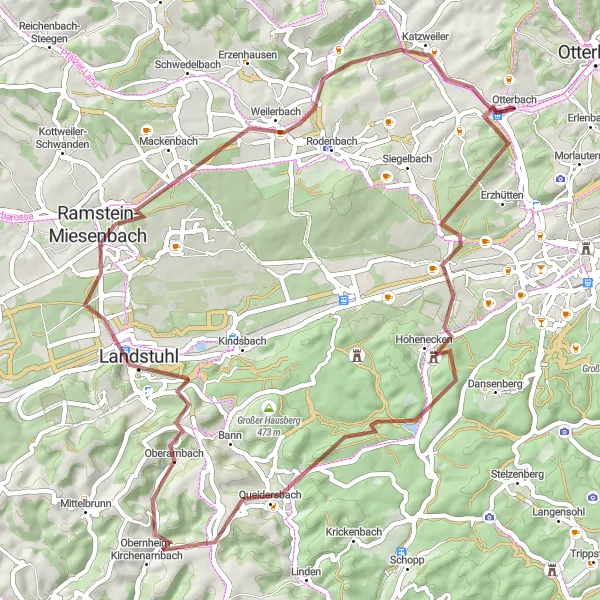 Karten-Miniaturansicht der Radinspiration "Rundreise durch Rheinhessen-Pfalz" in Rheinhessen-Pfalz, Germany. Erstellt vom Tarmacs.app-Routenplaner für Radtouren