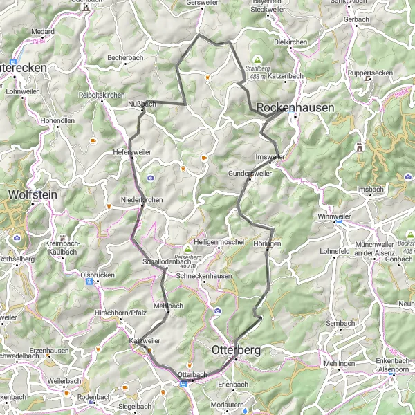 Karten-Miniaturansicht der Radinspiration "Historische Dörfer und Hügelrouten" in Rheinhessen-Pfalz, Germany. Erstellt vom Tarmacs.app-Routenplaner für Radtouren