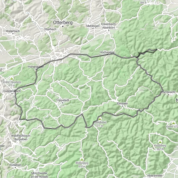 Karten-Miniaturansicht der Radinspiration "Große Fahrt durch die Rheinebene" in Rheinhessen-Pfalz, Germany. Erstellt vom Tarmacs.app-Routenplaner für Radtouren
