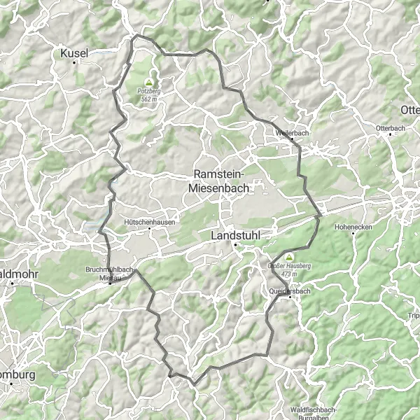 Karten-Miniaturansicht der Radinspiration "Rundtour Rammelsbach - Altenglan" in Rheinhessen-Pfalz, Germany. Erstellt vom Tarmacs.app-Routenplaner für Radtouren