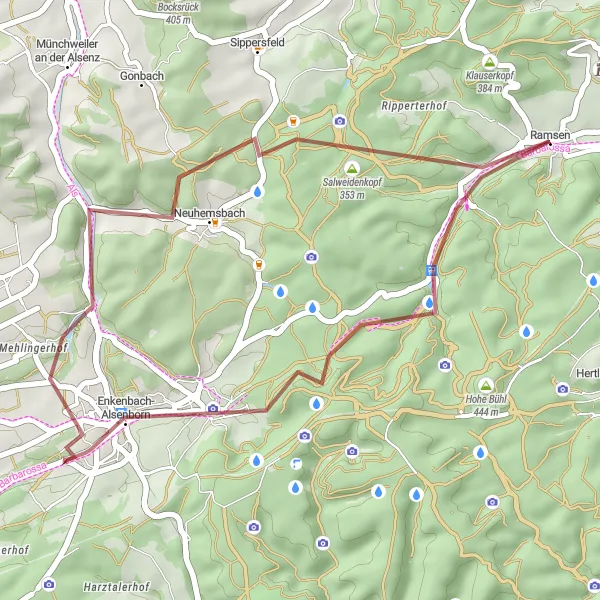 Karten-Miniaturansicht der Radinspiration "Rundtour durch Rheinhessen und Pfalz" in Rheinhessen-Pfalz, Germany. Erstellt vom Tarmacs.app-Routenplaner für Radtouren