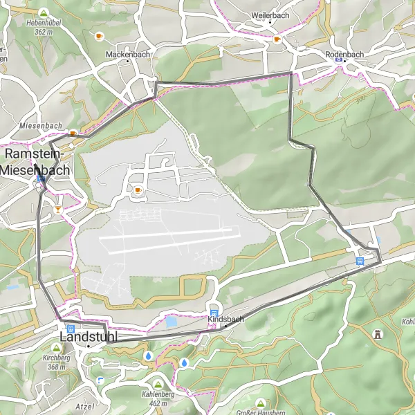 Map miniature of "Landstuhl Loop" cycling inspiration in Rheinhessen-Pfalz, Germany. Generated by Tarmacs.app cycling route planner