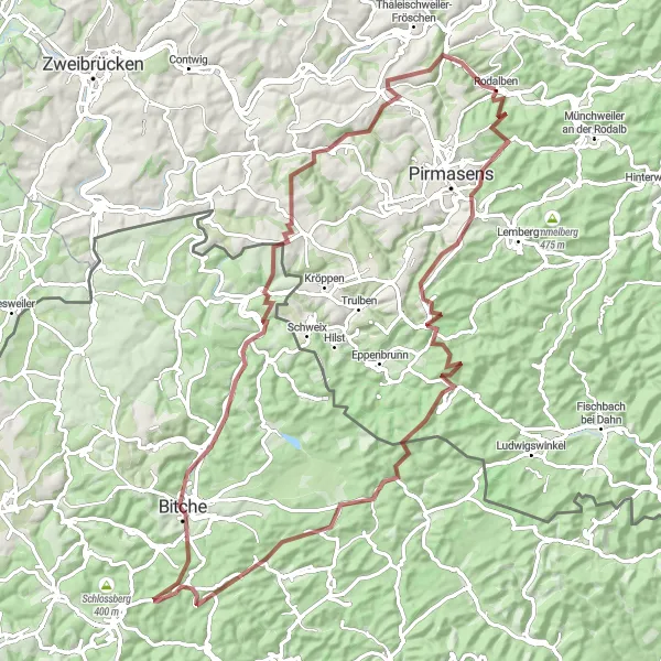 Karten-Miniaturansicht der Radinspiration "Abenteuer durch die Natur" in Rheinhessen-Pfalz, Germany. Erstellt vom Tarmacs.app-Routenplaner für Radtouren