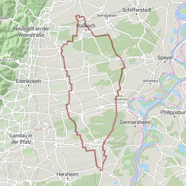 Karten-Miniaturansicht der Radinspiration "Weintour durch die Südpfalz" in Rheinhessen-Pfalz, Germany. Erstellt vom Tarmacs.app-Routenplaner für Radtouren