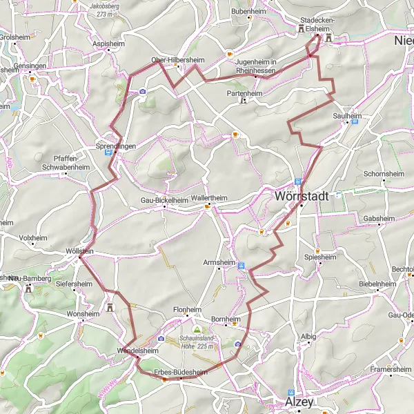 Karten-Miniaturansicht der Radinspiration "Wörrstadt und Umgebung per Rad entdecken" in Rheinhessen-Pfalz, Germany. Erstellt vom Tarmacs.app-Routenplaner für Radtouren