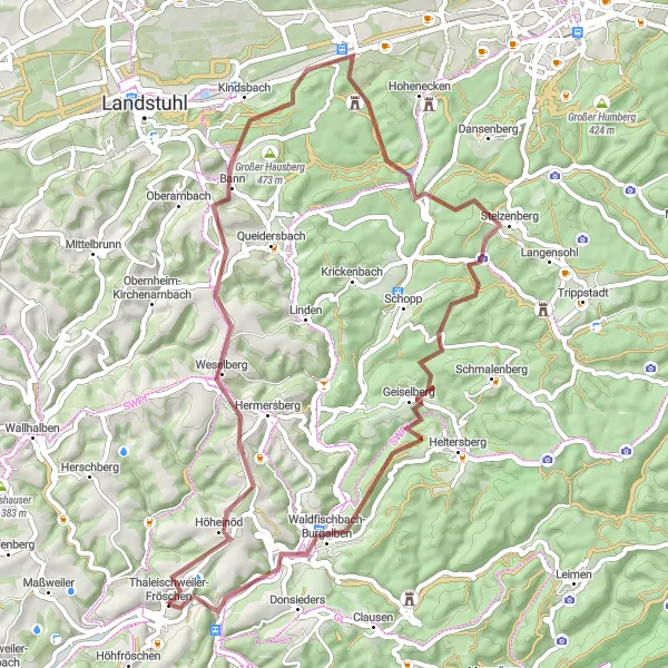Karten-Miniaturansicht der Radinspiration "Bergisches Abenteuer" in Rheinhessen-Pfalz, Germany. Erstellt vom Tarmacs.app-Routenplaner für Radtouren