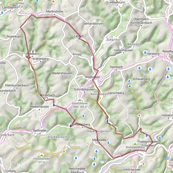 Karten-Miniaturansicht der Radinspiration "Naturschönheiten entdecken" in Rheinhessen-Pfalz, Germany. Erstellt vom Tarmacs.app-Routenplaner für Radtouren