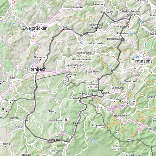 Karten-Miniaturansicht der Radinspiration "Radtour durch Volmunster und Maßweiler" in Rheinhessen-Pfalz, Germany. Erstellt vom Tarmacs.app-Routenplaner für Radtouren