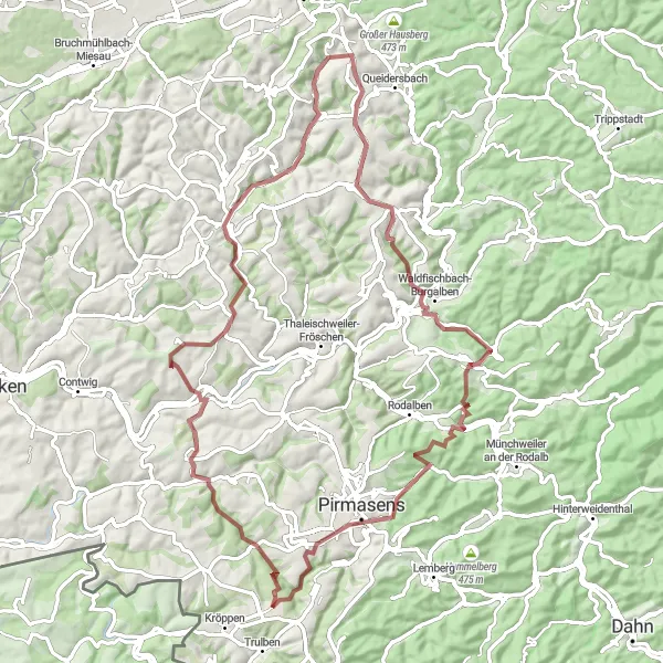 Karten-Miniaturansicht der Radinspiration "Gravel-Tour durch die Pfalz" in Rheinhessen-Pfalz, Germany. Erstellt vom Tarmacs.app-Routenplaner für Radtouren