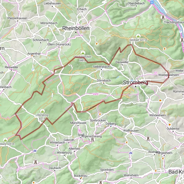 Karten-Miniaturansicht der Radinspiration "Abenteuer auf Schotterwegen" in Rheinhessen-Pfalz, Germany. Erstellt vom Tarmacs.app-Routenplaner für Radtouren