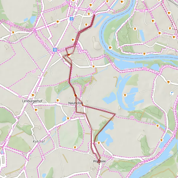 Map miniature of "Around Ludwigshafen" cycling inspiration in Rheinhessen-Pfalz, Germany. Generated by Tarmacs.app cycling route planner