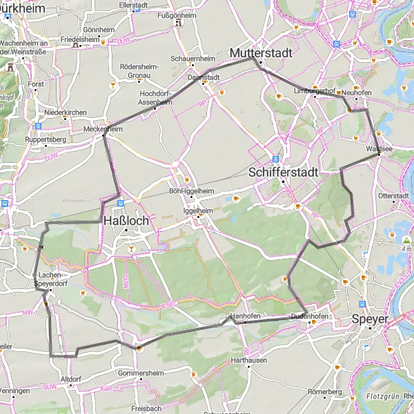 Karten-Miniaturansicht der Radinspiration "Kleine Radtour durch die Pfalz" in Rheinhessen-Pfalz, Germany. Erstellt vom Tarmacs.app-Routenplaner für Radtouren