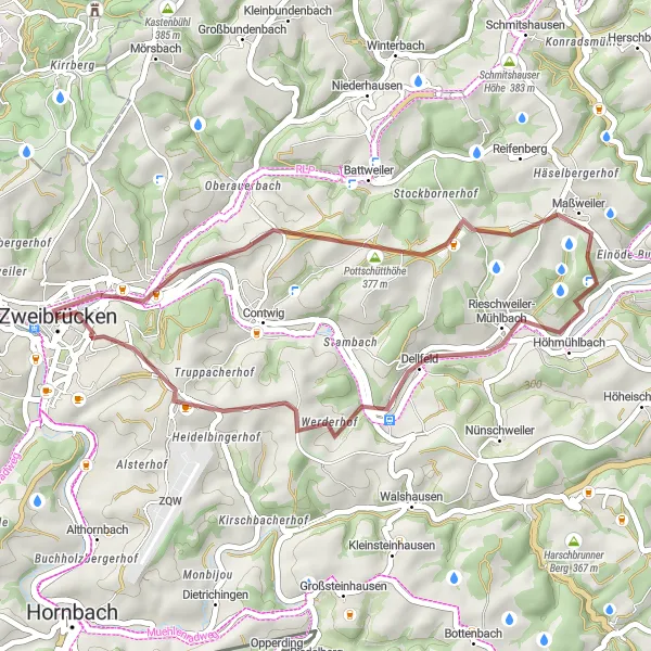 Karten-Miniaturansicht der Radinspiration "Kurze und knackige Gravelroute" in Rheinhessen-Pfalz, Germany. Erstellt vom Tarmacs.app-Routenplaner für Radtouren