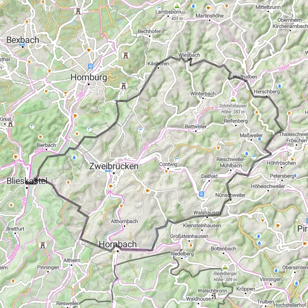 Karten-Miniaturansicht der Radinspiration "Naturgenuss im Saarland" in Saarland, Germany. Erstellt vom Tarmacs.app-Routenplaner für Radtouren
