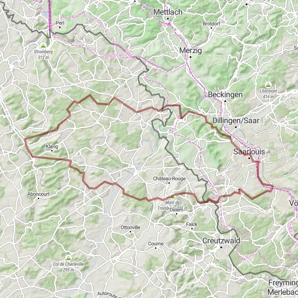 Karten-Miniaturansicht der Radinspiration "Epische Gravel-Tour durch das Saarland" in Saarland, Germany. Erstellt vom Tarmacs.app-Routenplaner für Radtouren