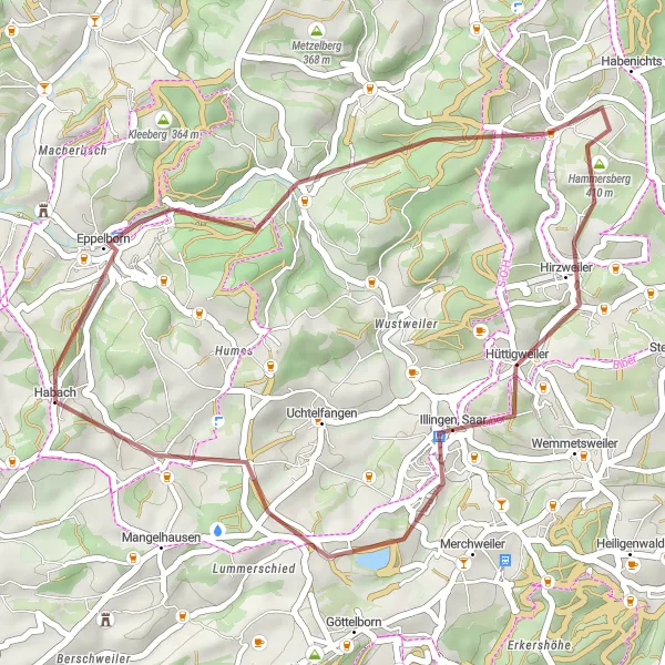 Map miniature of "Hidden Gems of Eppelborn Gravel Ride" cycling inspiration in Saarland, Germany. Generated by Tarmacs.app cycling route planner