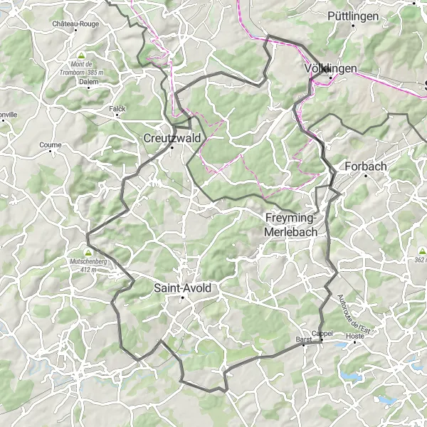 Karten-Miniaturansicht der Radinspiration "Rund um den Schweizerberg" in Saarland, Germany. Erstellt vom Tarmacs.app-Routenplaner für Radtouren