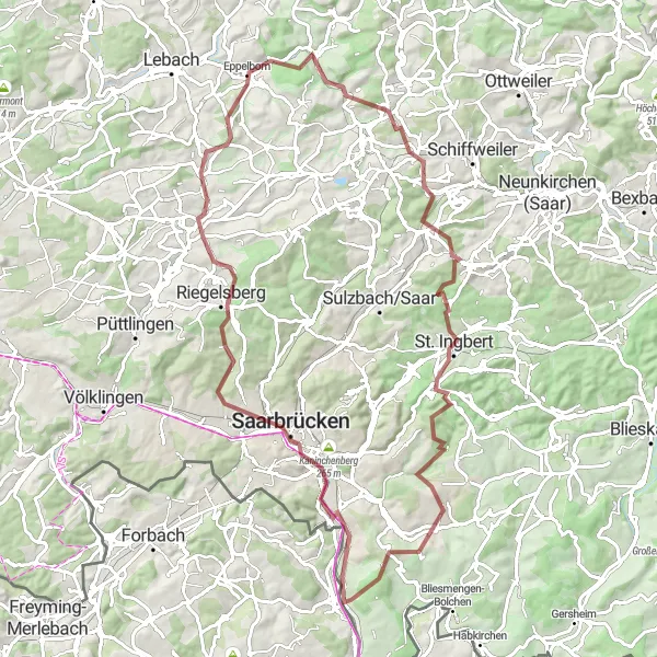 Karten-Miniaturansicht der Radinspiration "Abenteuerliche Pfade im Saarland" in Saarland, Germany. Erstellt vom Tarmacs.app-Routenplaner für Radtouren