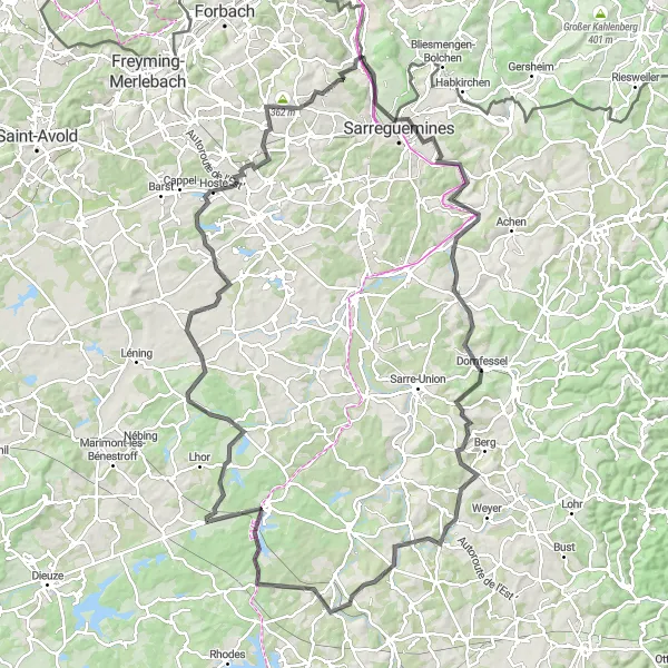 Karten-Miniaturansicht der Radinspiration "Grenzüberschreitender Radweg" in Saarland, Germany. Erstellt vom Tarmacs.app-Routenplaner für Radtouren