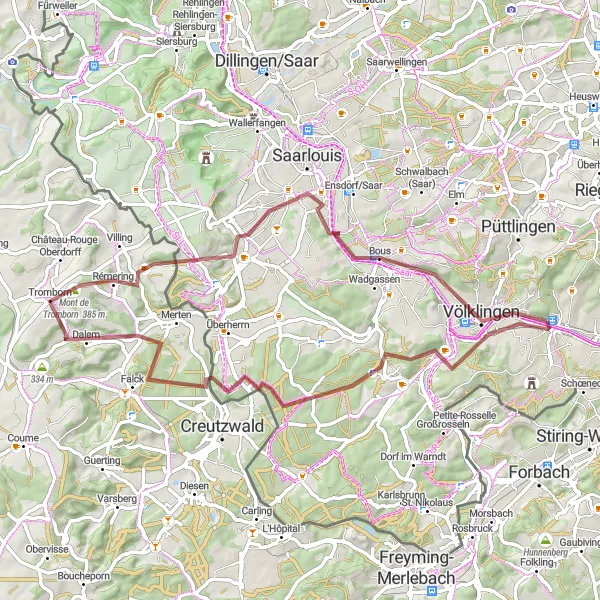 Map miniature of "The Moselle Adventure" cycling inspiration in Saarland, Germany. Generated by Tarmacs.app cycling route planner