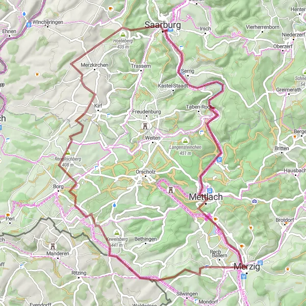 Map miniature of "Discovering Nature's Beauty" cycling inspiration in Saarland, Germany. Generated by Tarmacs.app cycling route planner