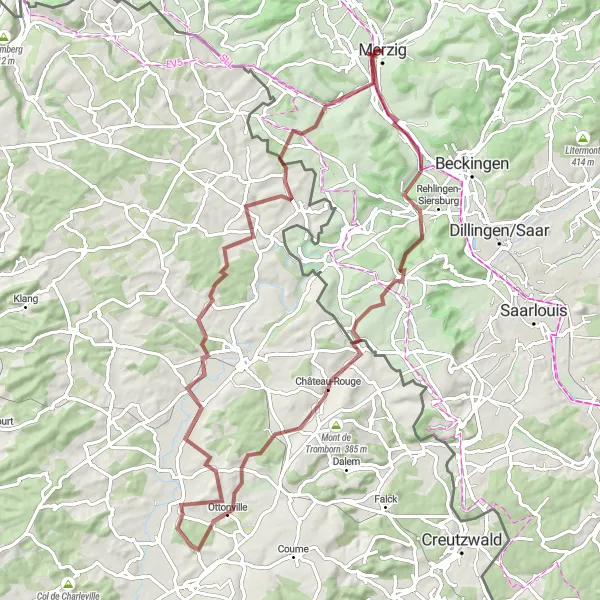 Karten-Miniaturansicht der Radinspiration "Gravel-Abenteuer im Saarland" in Saarland, Germany. Erstellt vom Tarmacs.app-Routenplaner für Radtouren
