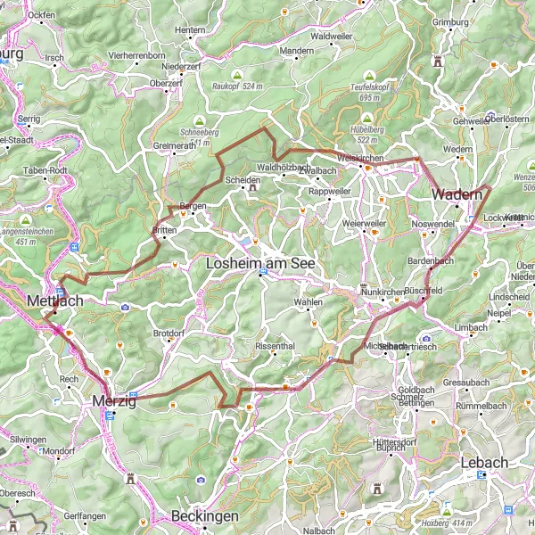 Karten-Miniaturansicht der Radinspiration "Die Saareck-Schlossroute" in Saarland, Germany. Erstellt vom Tarmacs.app-Routenplaner für Radtouren