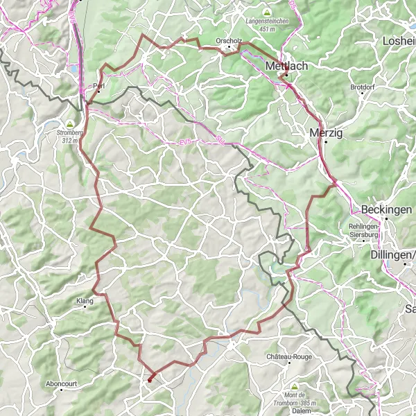 Map miniature of "Saarburg and Surroundings" cycling inspiration in Saarland, Germany. Generated by Tarmacs.app cycling route planner