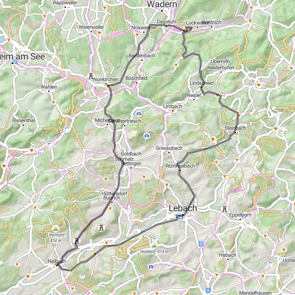 Karten-Miniaturansicht der Radinspiration "Panoramablicke im Saarland" in Saarland, Germany. Erstellt vom Tarmacs.app-Routenplaner für Radtouren